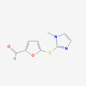 molecular formula C9H8N2O2S B2921218 5-[(1-methyl-1H-imidazol-2-yl)sulfanyl]furan-2-carbaldehyde CAS No. 874591-15-8