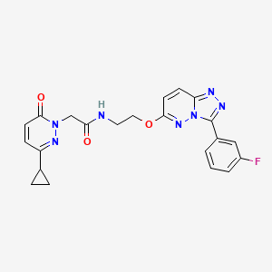 molecular formula C22H20FN7O3 B2921229 2-(3-cyclopropyl-6-oxopyridazin-1(6H)-yl)-N-(2-((3-(3-fluorophenyl)-[1,2,4]triazolo[4,3-b]pyridazin-6-yl)oxy)ethyl)acetamide CAS No. 2034468-55-6
