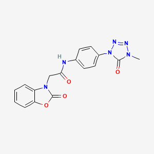 molecular formula C17H14N6O4 B2921236 N-(4-(4-甲基-5-氧代-4,5-二氢-1H-四唑-1-基)苯基)-2-(2-氧代苯并[d]恶唑-3(2H)-基)乙酰胺 CAS No. 1396875-92-5