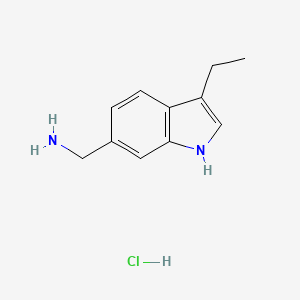 molecular formula C11H15ClN2 B2921237 (3-乙基-1H-吲哚-6-基)甲胺；盐酸盐 CAS No. 2490403-90-0