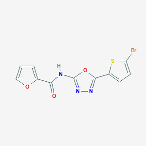 molecular formula C11H6BrN3O3S B2921240 N-[5-(5-bromothiophen-2-yl)-1,3,4-oxadiazol-2-yl]furan-2-carboxamide CAS No. 1021036-20-3