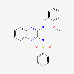 molecular formula C22H20N4O3S B2921243 N-[3-[(2-methoxyphenyl)methylamino]quinoxalin-2-yl]benzenesulfonamide CAS No. 716331-36-1