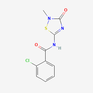 molecular formula C10H8ClN3O2S B2921244 2-chloro-N-(2-methyl-3-oxo-2,3-dihydro-1,2,4-thiadiazol-5-yl)benzenecarboxamide CAS No. 138712-79-5