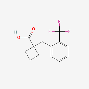 molecular formula C13H13F3O2 B2921246 1-[2-(Trifluoromethyl)benzyl]cyclobutanecarboxylic acid CAS No. 1439900-63-6