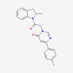 molecular formula C22H21N3O2 B2921247 3-(2-(2-methylindolin-1-yl)-2-oxoethyl)-6-(p-tolyl)pyrimidin-4(3H)-one CAS No. 1058423-45-2