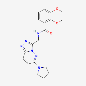 molecular formula C19H20N6O3 B2921250 N-((6-(pyrrolidin-1-yl)-[1,2,4]triazolo[4,3-b]pyridazin-3-yl)methyl)-2,3-dihydrobenzo[b][1,4]dioxine-5-carboxamide CAS No. 2034352-85-5