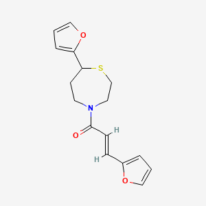 molecular formula C16H17NO3S B2921251 (E)-3-(furan-2-yl)-1-(7-(furan-2-yl)-1,4-thiazepan-4-yl)prop-2-en-1-one CAS No. 1799241-99-8