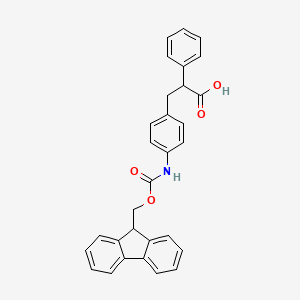 molecular formula C30H25NO4 B2921254 3-[4-(9H-Fluoren-9-ylmethoxycarbonylamino)phenyl]-2-phenylpropanoic acid CAS No. 2241129-27-9
