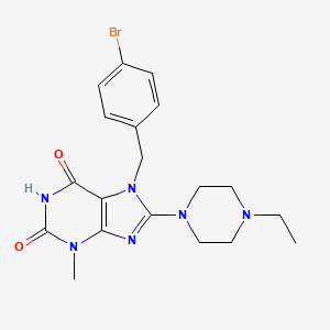 molecular formula C19H23BrN6O2 B2921257 7-[(4-Bromophenyl)methyl]-8-(4-ethylpiperazin-1-yl)-3-methylpurine-2,6-dione CAS No. 878432-15-6