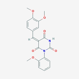 (5E)-5-[(3,4-dimethoxyphenyl)methylidene]-1-(2-methoxyphenyl)-1,3-diazinane-2,4,6-trione