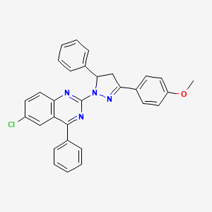 molecular formula C30H23ClN4O B2921279 6-chloro-2-(3-(4-methoxyphenyl)-5-phenyl-4,5-dihydro-1H-pyrazol-1-yl)-4-phenylquinazoline CAS No. 330189-48-5