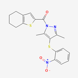 (3,5-dimethyl-4-((2-nitrophenyl)thio)-1H-pyrazol-1-yl)(4,5,6,7-tetrahydrobenzo[b]thiophen-2-yl)methanone