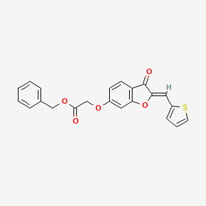 molecular formula C22H16O5S B2921288 (Z)-benzyl 2-((3-oxo-2-(thiophen-2-ylmethylene)-2,3-dihydrobenzofuran-6-yl)oxy)acetate CAS No. 623117-87-3