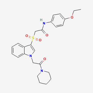molecular formula C25H29N3O5S B2921291 N-(4-ethoxyphenyl)-2-((1-(2-oxo-2-(piperidin-1-yl)ethyl)-1H-indol-3-yl)sulfonyl)acetamide CAS No. 878057-05-7
