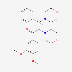 molecular formula C25H32N2O5 B2921298 1-(3,4-Dimethoxyphenyl)-2,3-dimorpholino-3-phenylpropan-1-one CAS No. 438488-01-8