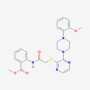 molecular formula C25H27N5O4S B2921300 methyl 2-[2-({3-[4-(2-methoxyphenyl)piperazin-1-yl]pyrazin-2-yl}sulfanyl)acetamido]benzoate CAS No. 1116007-37-4