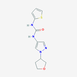 molecular formula C12H14N4O2S B2921302 1-(1-(tetrahydrofuran-3-yl)-1H-pyrazol-4-yl)-3-(thiophen-2-yl)urea CAS No. 1797020-89-3