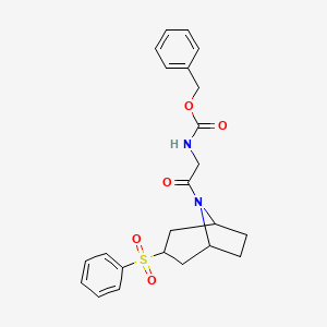 molecular formula C23H26N2O5S B2921304 benzyl (2-oxo-2-((1R,5S)-3-(phenylsulfonyl)-8-azabicyclo[3.2.1]octan-8-yl)ethyl)carbamate CAS No. 1448057-15-5
