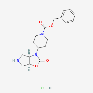 molecular formula C18H24ClN3O4 B2921306 rac-benzyl 4-[(3aR,6aS)-2-oxo-hexahydro-2H-pyrrolo[3,4-d][1,3]oxazol-3-yl]piperidine-1-carboxylate hydrochloride, cis CAS No. 2044705-86-2