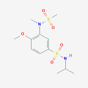 molecular formula C12H20N2O5S2 B2921316 4-methoxy-3-[methyl(methylsulfonyl)amino]-N-propan-2-ylbenzenesulfonamide CAS No. 871480-96-5