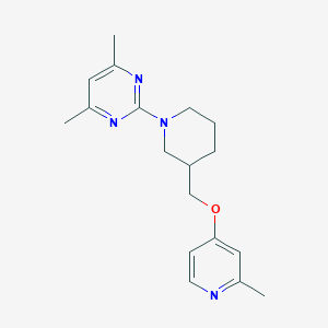 molecular formula C18H24N4O B2921317 4,6-Dimethyl-2-[3-[(2-methylpyridin-4-yl)oxymethyl]piperidin-1-yl]pyrimidine CAS No. 2380141-31-9