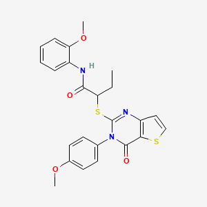 molecular formula C24H23N3O4S2 B2921319 N-(2-methoxyphenyl)-2-{[3-(4-methoxyphenyl)-4-oxo-3H,4H-thieno[3,2-d]pyrimidin-2-yl]sulfanyl}butanamide CAS No. 1790194-02-3