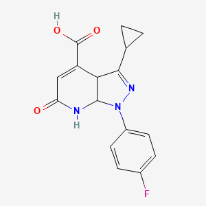 3-cyclopropyl-1-(4-fluorophenyl)-6-oxo-3a,6,7,7a-tetrahydro-1H-pyrazolo[3,4-b]pyridine-4-carboxylic acid