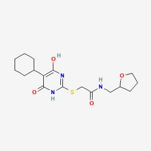2-((5-cyclohexyl-4-hydroxy-6-oxo-1,6-dihydropyrimidin-2-yl)thio)-N-((tetrahydrofuran-2-yl)methyl)acetamide