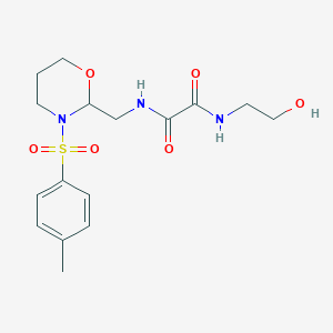 molecular formula C16H23N3O6S B2921341 N1-(2-hydroxyethyl)-N2-((3-tosyl-1,3-oxazinan-2-yl)methyl)oxalamide CAS No. 869071-32-9
