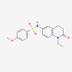 molecular formula C18H20N2O4S B2921346 N-(1-ethyl-2-oxo-1,2,3,4-tetrahydroquinolin-6-yl)-4-methoxybenzenesulfonamide CAS No. 922026-28-6