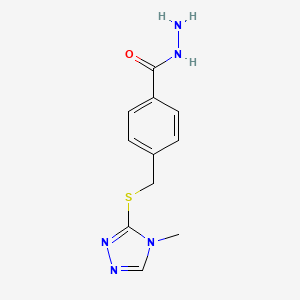 molecular formula C11H13N5OS B2921354 4-{[(4-methyl-4H-1,2,4-triazol-3-yl)sulfanyl]methyl}benzohydrazide CAS No. 379254-42-9