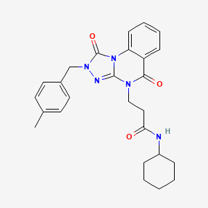 molecular formula C26H29N5O3 B2921358 N-(3-fluorophenyl)-4-({[(5-phenyl-2-thienyl)sulfonyl]amino}methyl)benzamide CAS No. 1251692-16-6