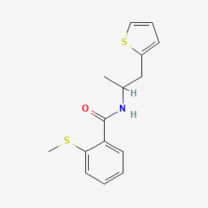 molecular formula C15H17NOS2 B2921359 2-(methylthio)-N-(1-(thiophen-2-yl)propan-2-yl)benzamide CAS No. 1210627-23-8