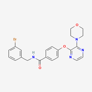 molecular formula C22H21BrN4O3 B2921360 N-[(3-Bromophenyl)methyl]-4-{[3-(morpholin-4-YL)pyrazin-2-YL]oxy}benzamide CAS No. 1116084-26-4