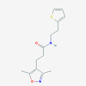 molecular formula C14H18N2O2S B2921362 3-(3,5-dimethylisoxazol-4-yl)-N-(2-(thiophen-2-yl)ethyl)propanamide CAS No. 1234838-80-2