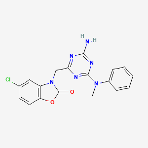 molecular formula C18H15ClN6O2 B2921378 3-({4-amino-6-[methyl(phenyl)amino]-1,3,5-triazin-2-yl}methyl)-5-chloro-1,3-benzoxazol-2(3H)-one CAS No. 903202-10-8