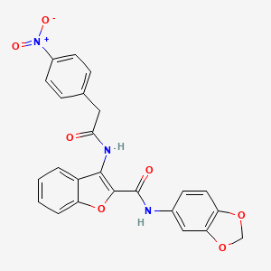 molecular formula C24H17N3O7 B2921383 N-(2H-1,3-benzodioxol-5-yl)-3-[2-(4-nitrophenyl)acetamido]-1-benzofuran-2-carboxamide CAS No. 888463-11-4