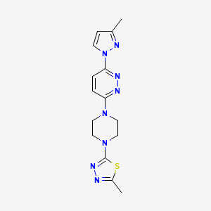 B2921396 2-Methyl-5-[4-[6-(3-methylpyrazol-1-yl)pyridazin-3-yl]piperazin-1-yl]-1,3,4-thiadiazole CAS No. 2415525-22-1