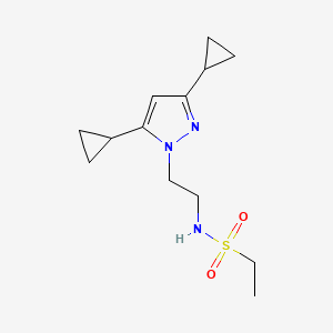 molecular formula C13H21N3O2S B2921406 N-(2-(3,5-dicyclopropyl-1H-pyrazol-1-yl)ethyl)ethanesulfonamide CAS No. 1797616-91-1