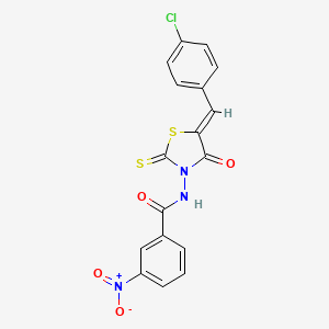 N-[(5Z)-5-[(4-chlorophenyl)methylidene]-4-oxo-2-sulfanylidene-1,3-thiazolidin-3-yl]-3-nitrobenzamide