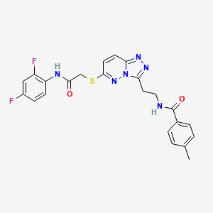 B2921425 N-(2-(6-((2-((2,4-difluorophenyl)amino)-2-oxoethyl)thio)-[1,2,4]triazolo[4,3-b]pyridazin-3-yl)ethyl)-4-methylbenzamide CAS No. 872994-72-4