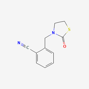 molecular formula C11H10N2OS B2921468 2-((2-Oxothiazolidin-3-yl)methyl)benzonitrile CAS No. 136272-75-8
