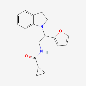 N-(2-(furan-2-yl)-2-(indolin-1-yl)ethyl)cyclopropanecarboxamide