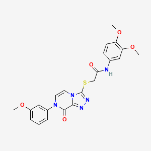 molecular formula C22H21N5O5S B2921567 N-(3,4-dimethoxyphenyl)-2-{[7-(3-methoxyphenyl)-8-oxo-7H,8H-[1,2,4]triazolo[4,3-a]pyrazin-3-yl]sulfanyl}acetamide CAS No. 1223816-67-8