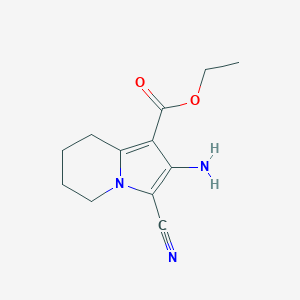 molecular formula C12H15N3O2 B2921583 Ethyl 2-amino-3-cyano-5,6,7,8-tetrahydroindolizine-1-carboxylate CAS No. 178306-95-1