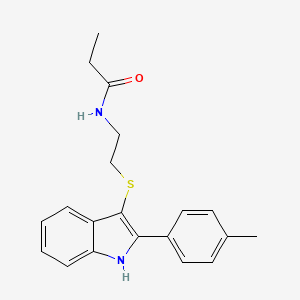 N-(2-((2-(p-tolyl)-1H-indol-3-yl)thio)ethyl)propionamide