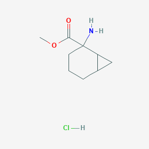molecular formula C9H16ClNO2 B2921616 methyl2-aminobicyclo[4.1.0]heptane-2-carboxylatehydrochloride,Mixtureofdiastereomers CAS No. 2247106-85-8