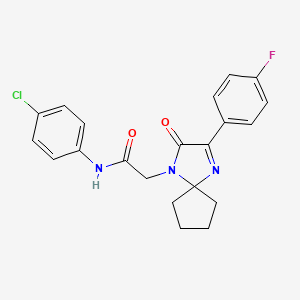 N-(4-chlorophenyl)-2-(3-(4-fluorophenyl)-2-oxo-1,4-diazaspiro[4.4]non-3-en-1-yl)acetamide
