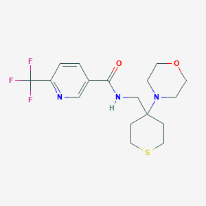 molecular formula C17H22F3N3O2S B2921625 N-{[4-(morpholin-4-yl)thian-4-yl]methyl}-6-(trifluoromethyl)pyridine-3-carboxamide CAS No. 2380098-14-4