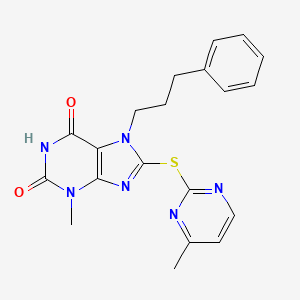 3-Methyl-8-(4-methyl-pyrimidin-2-ylsulfanyl)-7-(3-phenyl-propyl)-3,7-dihydro-purine-2,6-dione